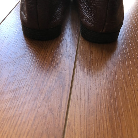 Zara brown leather loafer with gold chain - Picture 3 of 4